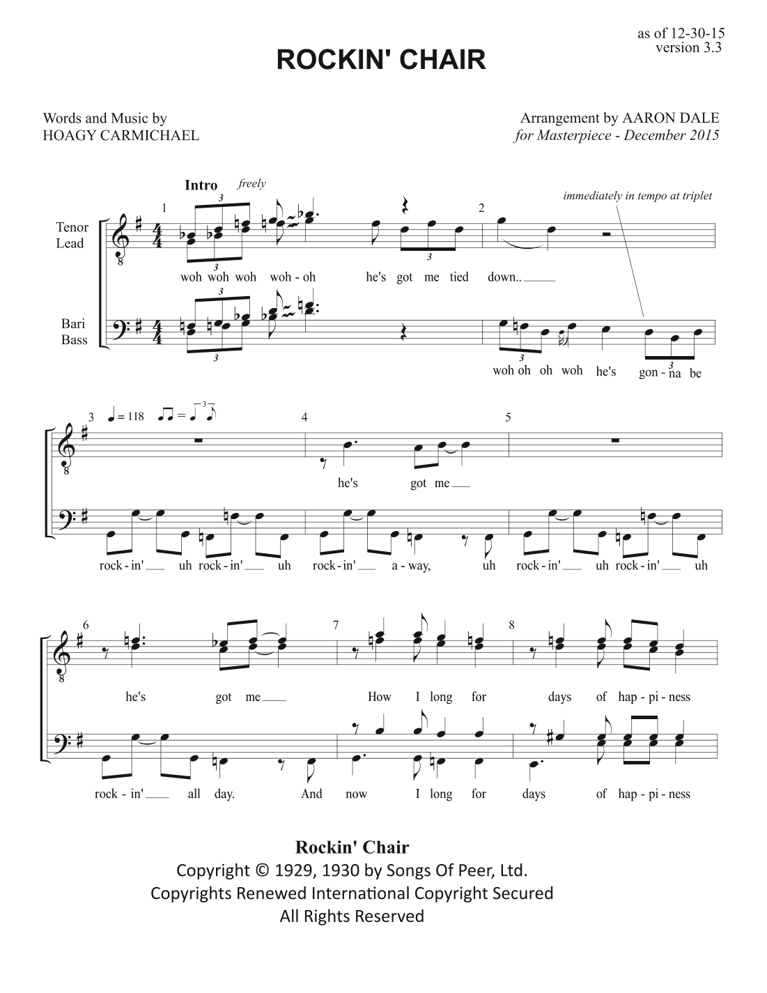 Rockin' Chair (arr. Aaron Dale)