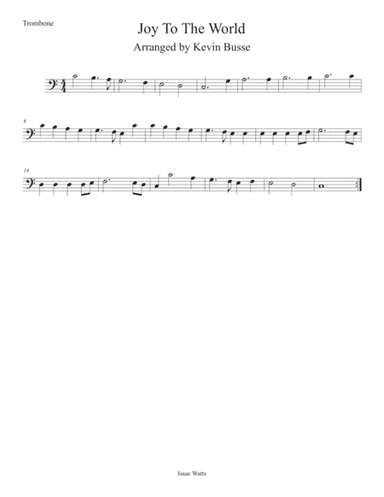 Joy To The World (Easy key of C) Trombone (arr. Kevin Busse)