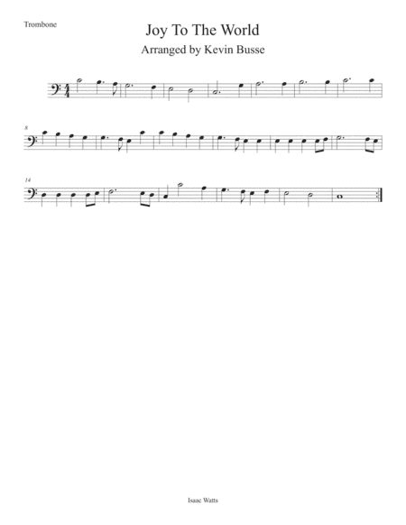 Joy To The World (Easy key of C) Trombone (arr. Kevin Busse)