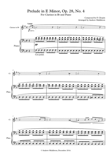 Prelude in E Minor, Op. 28 arranged for  Clarinet & Piano (arr. Andrew Middleton)