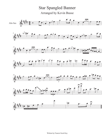Star Spangled Banner - Alto Saxophone Solo by Kevin Busse (arr. Kevin Busse)