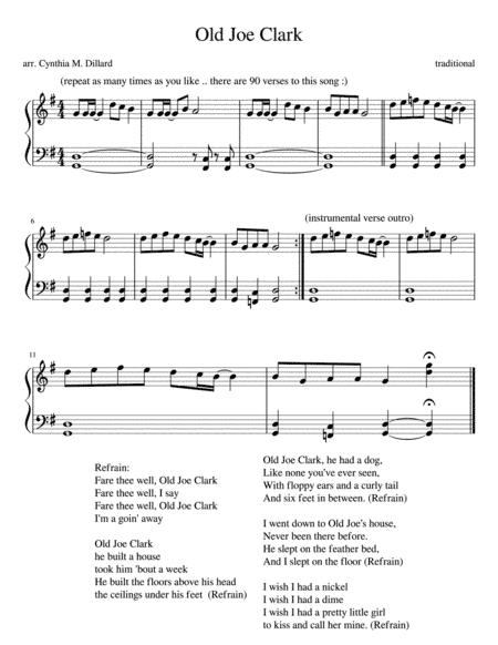 Old Joe Clark (American Folk Song) (arr. Cynthia M. Dillard)