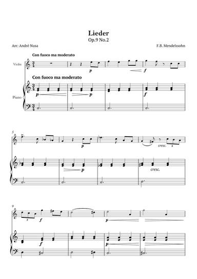 Lieder Op.9 No.2 (arr. André Nusa)
