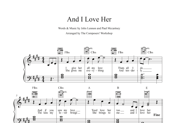 And I Love Her (arr. The Composer´s Workshop)
