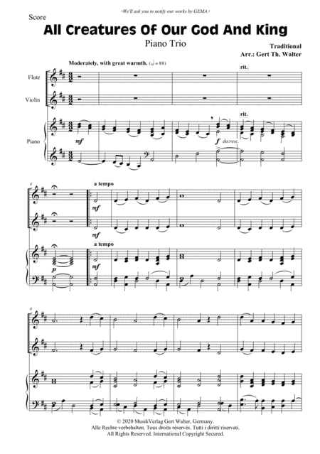 All Creatures Of Our God And King (arr. Gert Th. Walter)