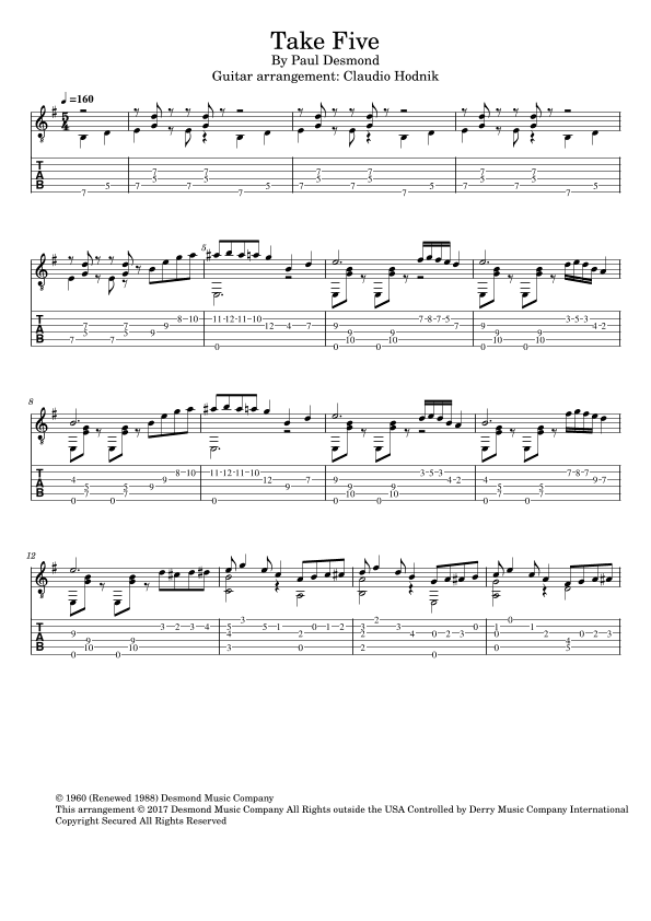 Take Five (arr. Claudio Hodnik)