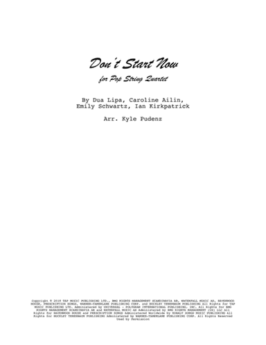 Don't Start Now (arr. Kyle Pudenz)
