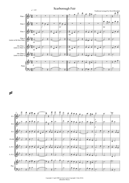 Scarborough Fair for Flute Quartet (arr. David Burndrett)