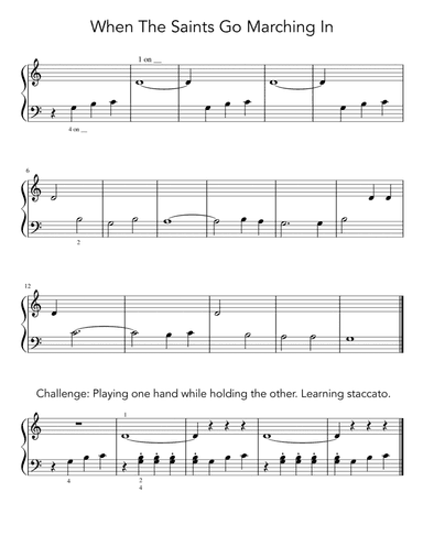When The Saints Go Marching In (Teaching Resource) - Easy Beginner Piano Sheet Music (arr. Dennis Cheng)