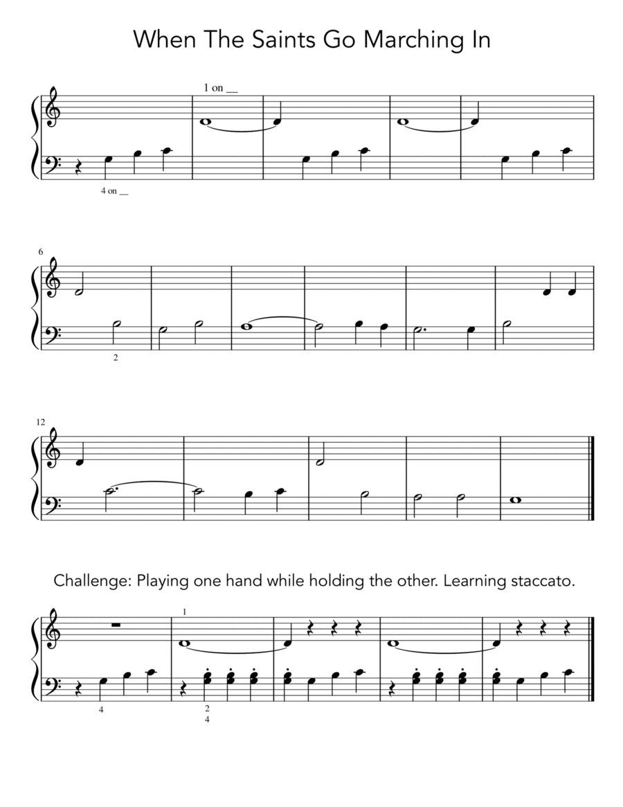 When The Saints Go Marching In (Teaching Resource) - Easy Beginner Piano Sheet Music (arr. Dennis Cheng)