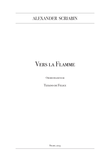 Scriabin: Vers la flamme for Orchestra - Score Only (arr. Tiziano de Felice)