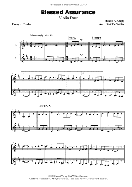 Blessed Assurance (arr. Gert Th. Walter)