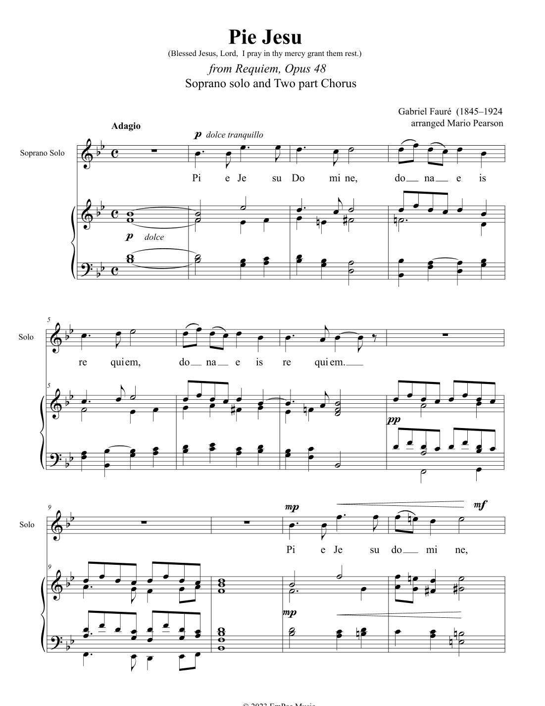 Pie Jesu (arr. Mario Pearson)
