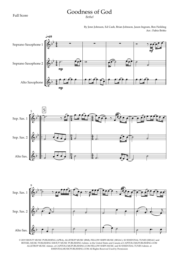 Goodness Of God (arr. Fabio Britto)