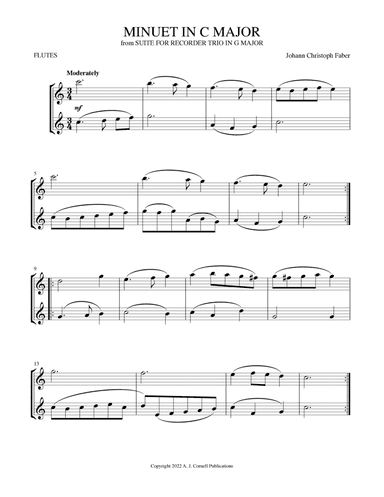 Minuet in C Major (from Suite for Recorder Trio in G Major) (arr. Mark Phillips)