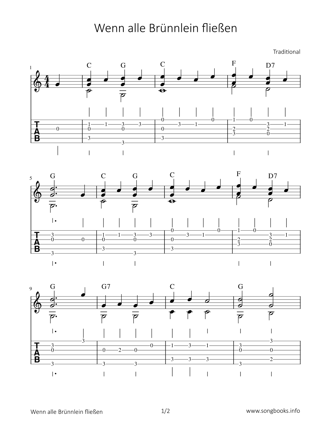 Wenn alle Brünnlein fließen (arr. Bettina Schipp)