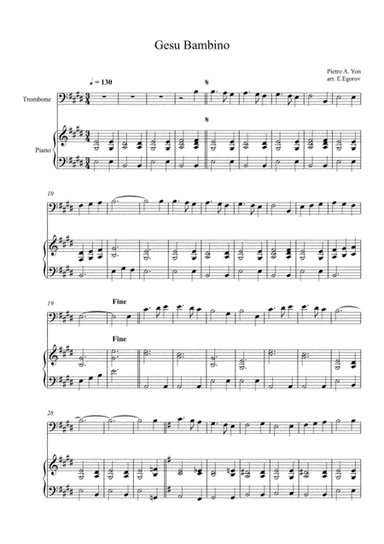 Gesu Bambino (The Infant Jesus), For Trombone & Piano