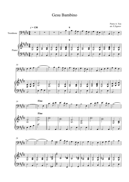 Gesu Bambino (The Infant Jesus), For Trombone & Piano