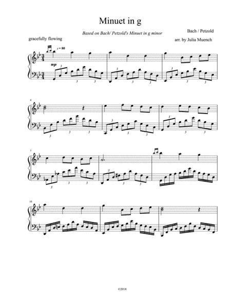 Minuet in G minor by Bach (arr. Julia Muench)