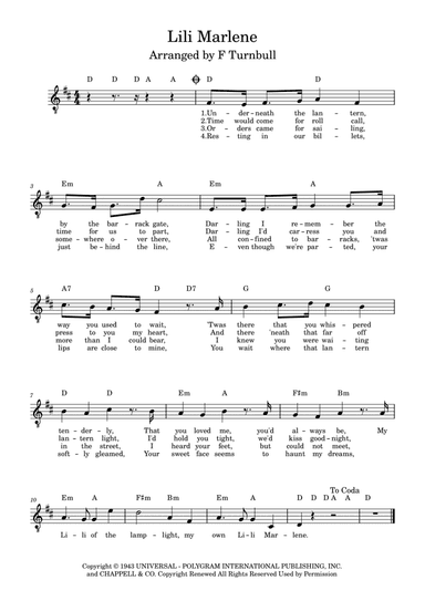 Lili Marlene (arr. F Turnbull)