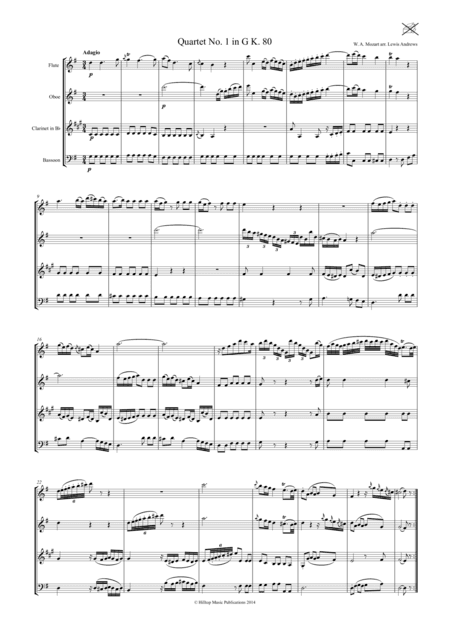 Mozart Quartet No. 1  in G K. 80 arr. Woodwind Quartet (arr. Lewis Andrews)