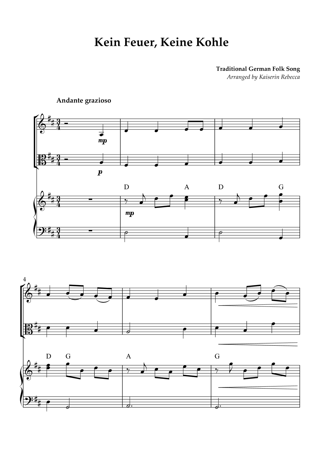 Kein Feuer, Keine Kohle (arr. Kaiserin Rebecca)