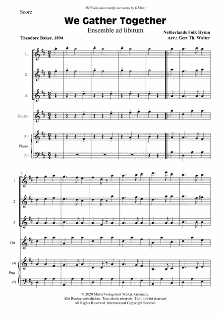 We Gather Together (arr. Gert Th. Walter)