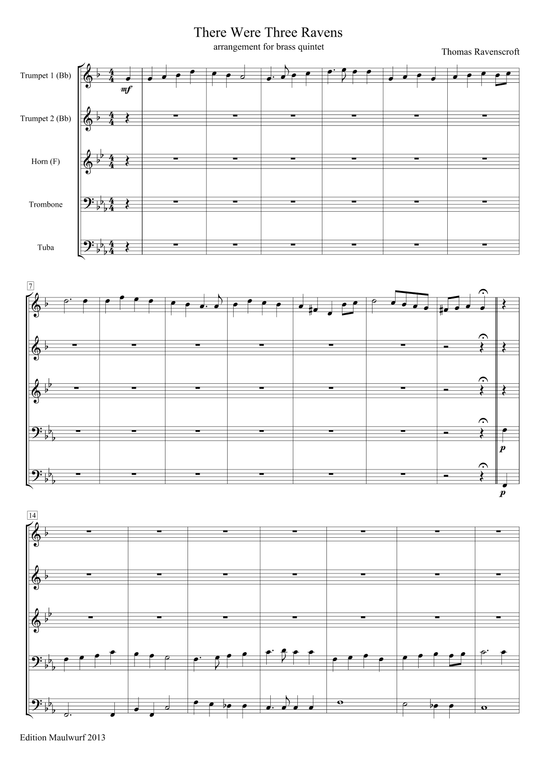 There Were Three Ravens (arr. Edition Maulwurf)