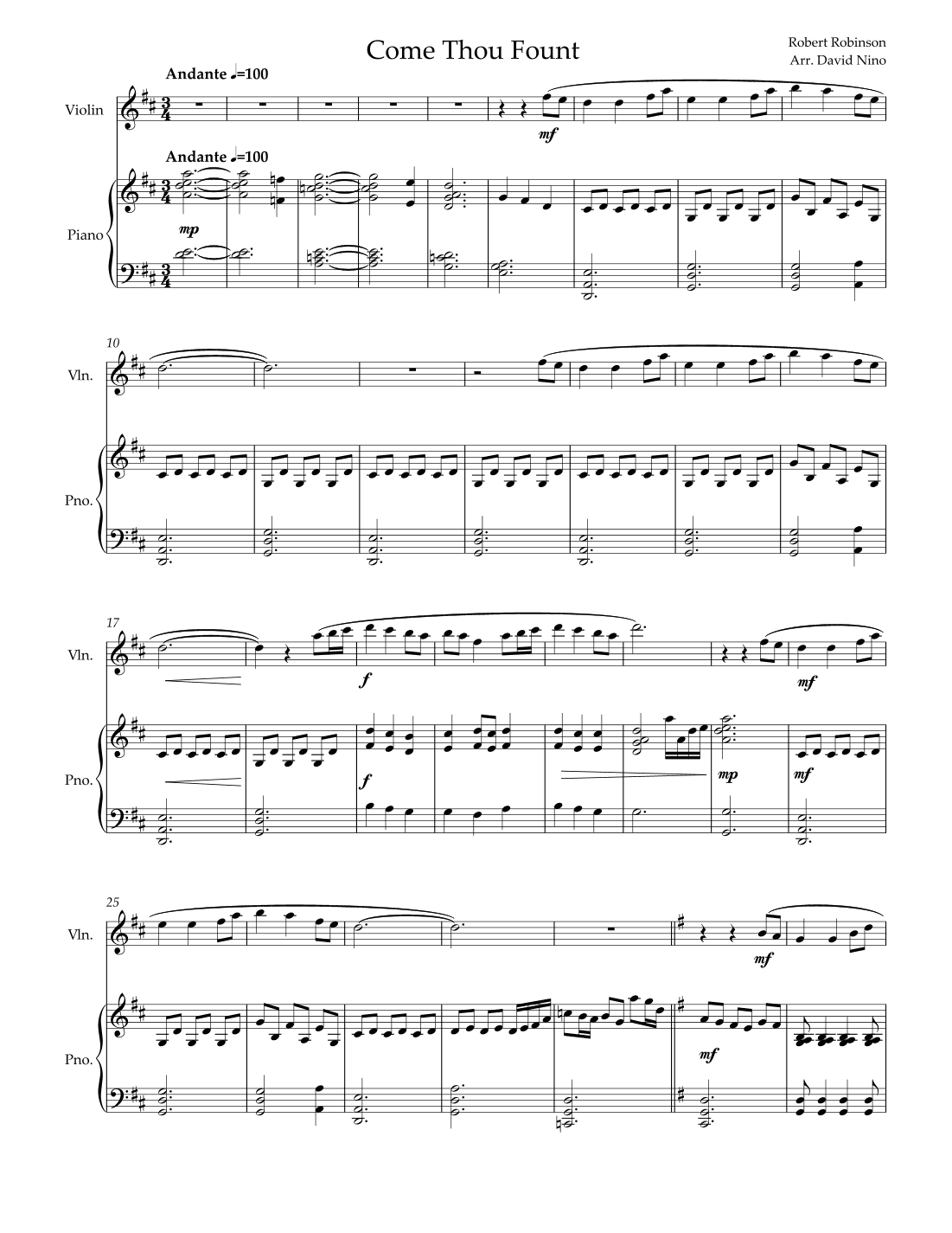 Come Thou Fount (arr. David Nino)