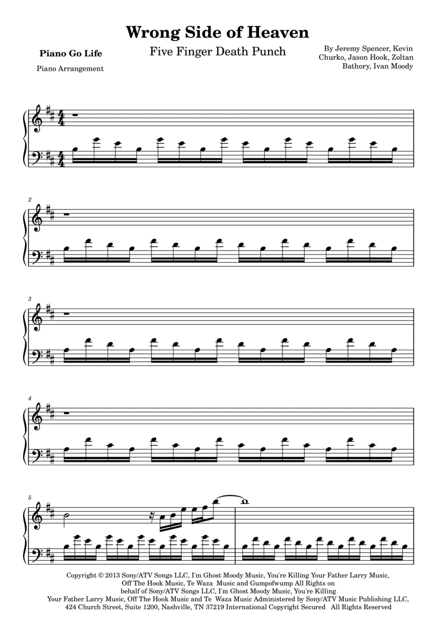 Wrong Side Of Heaven (arr. Piano Go Life)