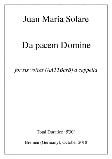 Da pacem Domine [6-part Choir AATTBarB]