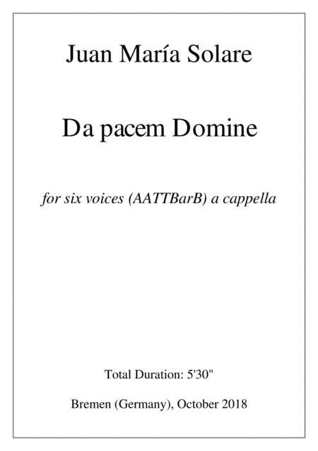 Da pacem Domine [6-part Choir AATTBarB]