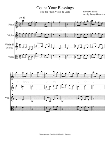 12 Sacred Trios (or Duets) for Flute, Violin & Viola (Violin II) (arr. Denny Glasscock)