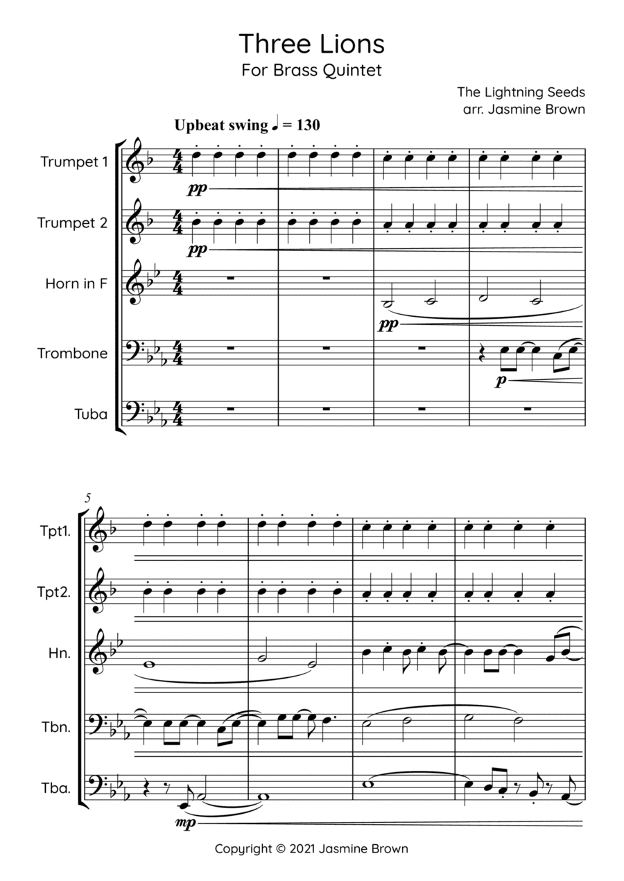 Three Lions (arr. Jasmine Brown)