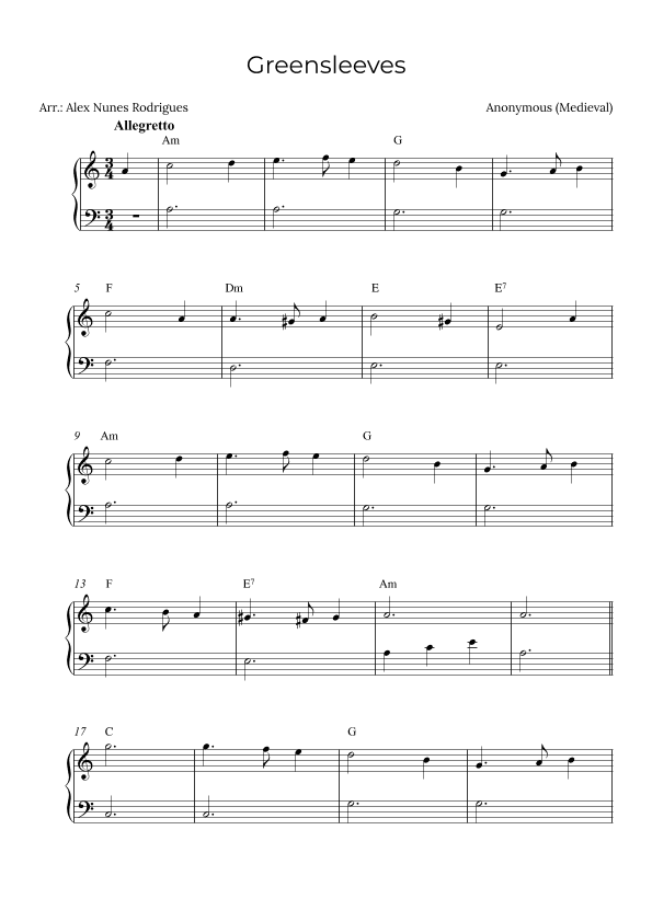 Greensleeves (arr. Alex Nunes Rodrigues)