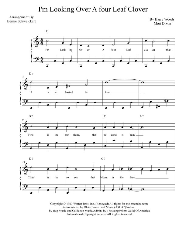 I'm Looking Over A Four Leaf Clover (arr. Bernie Schweickart)