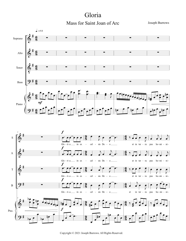 Gloria from Mass for Saint Joan of Arc - Vocal Score