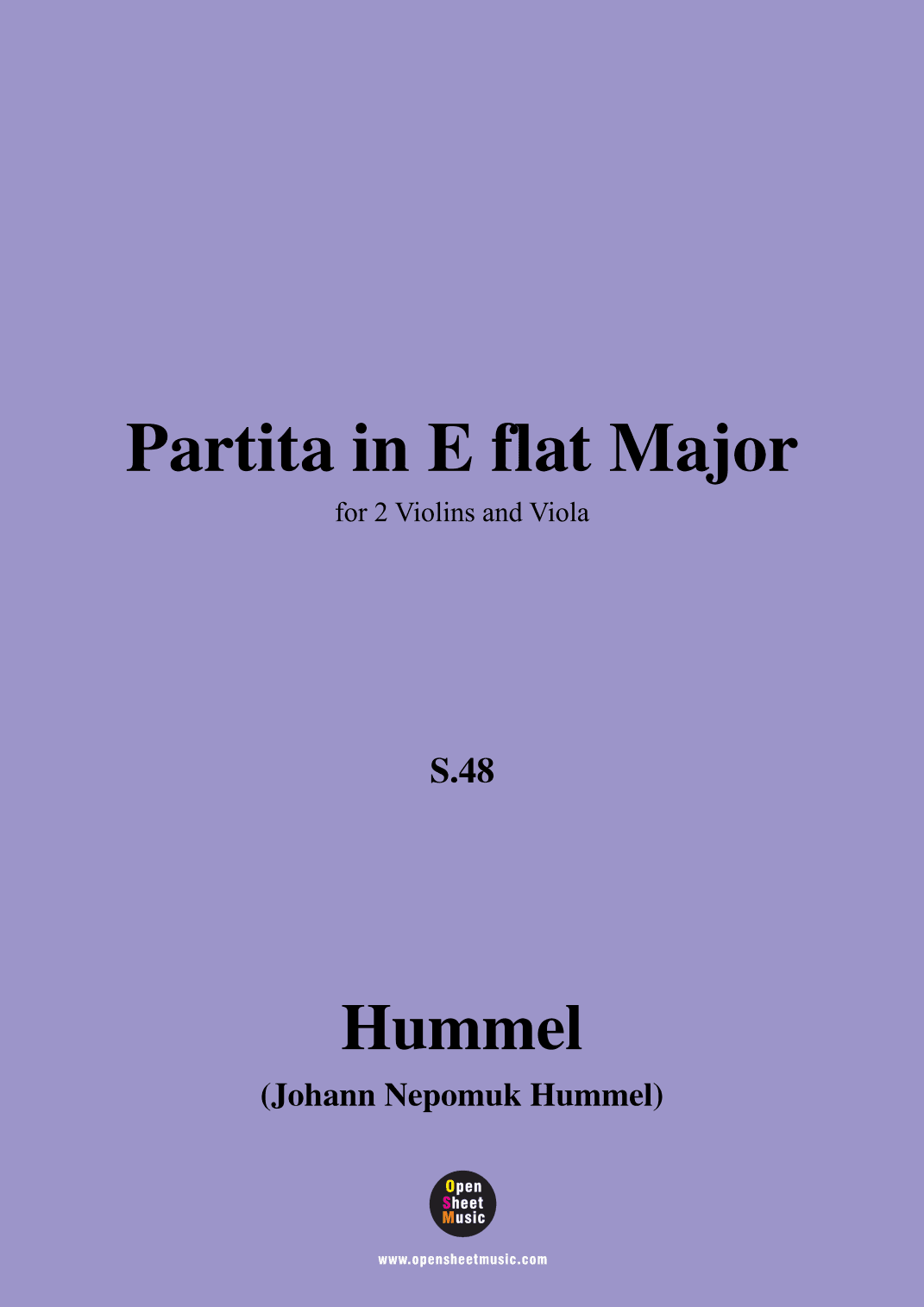 Hummel-Partita,in E flat Major,S.48,for 2 Violins and Viola (arr. OSM Press)