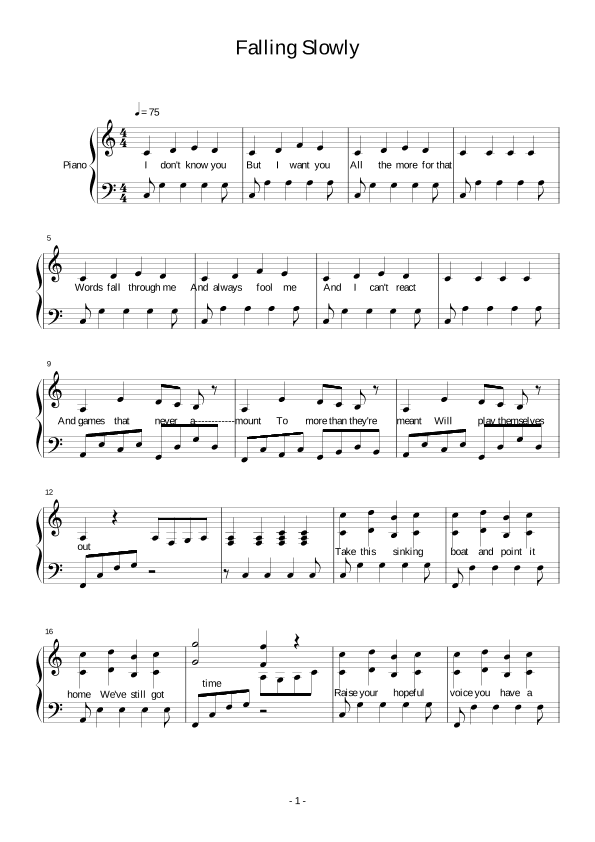 Te Prometo (falling Slowly) (arr. Glen James Hansard)