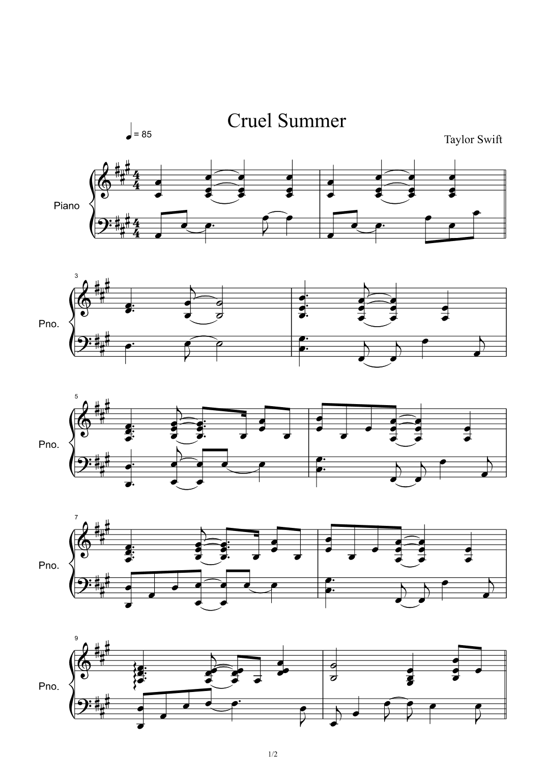 Cruel Summer (arr. Taylor Swift)