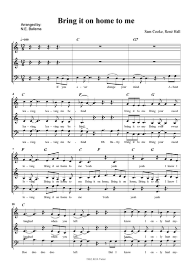 Bring it on home to me (arr. N.E. Ballema)