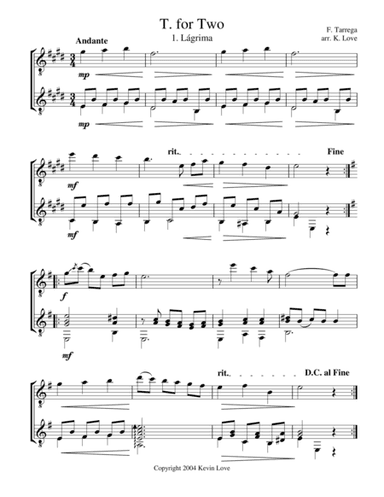 T. for Two (Guitar Duo) (arr. Kevin Love)