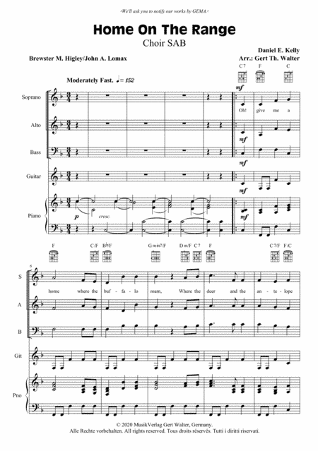 Home On The Range (arr. Gert Th. Walter)