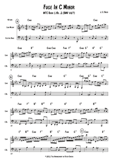 Fugue in C Minor, WTC Book 1 No. 2 (BWV 847) (arr. Otger Garcia)