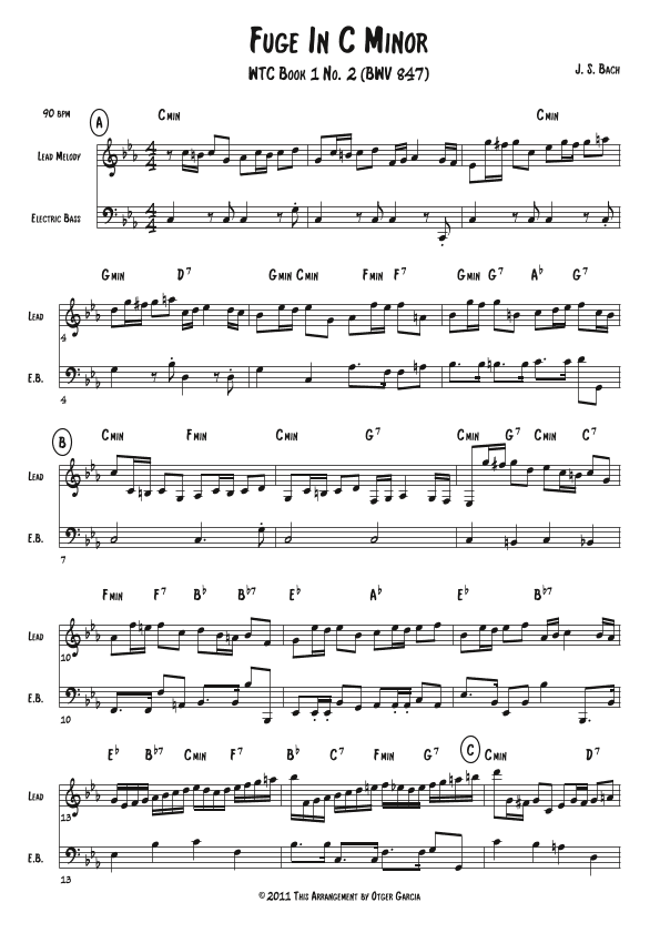 Fugue in C Minor, WTC Book 1 No. 2 (BWV 847) (arr. Otger Garcia)