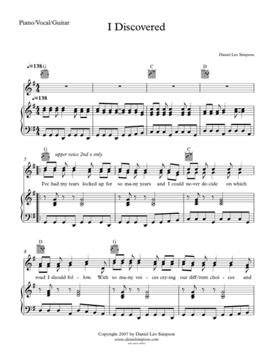 I Discovered (Piano/Vocal/Guitar)