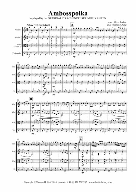 Amboss-Polka - German Polka - Oktoberfest - String Trio (arr. Thomas H. Graf)