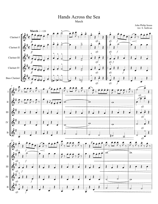 Hands Across the Sea (arr. Sean Sullivan)