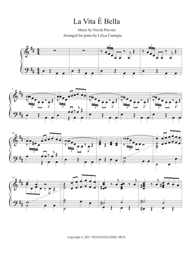 Life Is Beautiful "la Vita E Bella" (arr. Liliya Canargiu)