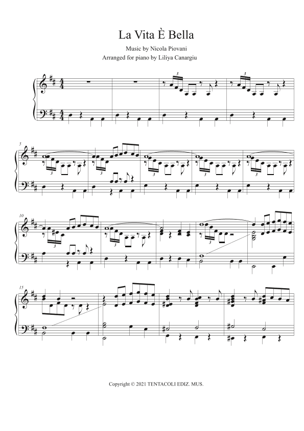 Life Is Beautiful "la Vita E Bella" (arr. Liliya Canargiu)